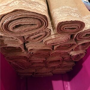 Rustic Burlap and Lace Rolls/table runners